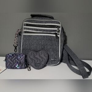 Lug Charcoal Boxcar Quilted Crossbody Bag w/ Pill Case & Coin Pouch